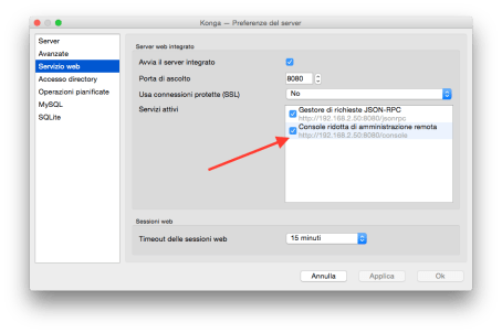 configura server locale